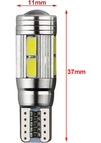 2 Adet W5W T10 12V 6000K 5630 10 Smd Araba LED Ampul Canbus Plaka Kama Yan Dönüş Sinyal Işığı Süper Parlak Beyaz (Yurt Dışından)