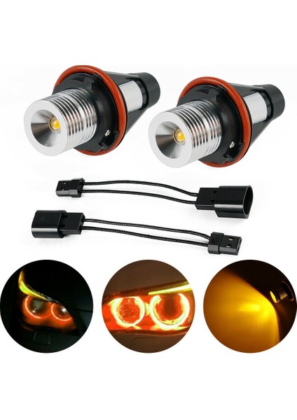 8000 K Amber LED Melek Göz Işaretleyici Halo Ampuller Lambalar Bmw E39 E53 E60 E63 E64 E66 E87 5 6 7 X3 X5 [2 Adet Paketi] (Yurt Dışından)