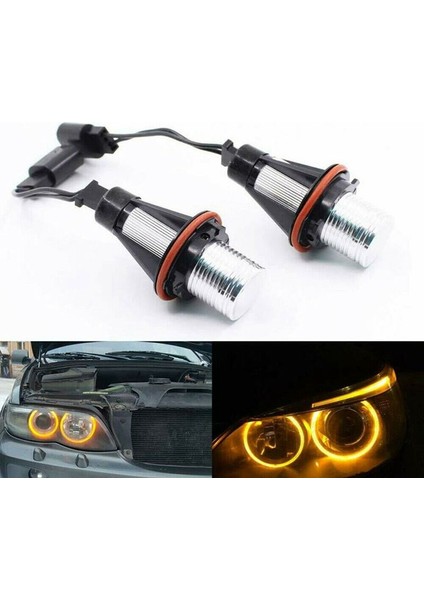 8000 K Amber LED Melek Göz Işaretleyici Halo Ampuller Lambalar Bmw E39 E53 E60 E63 E64 E66 E87 5 6 7 X3 X5 [2 Adet Paketi] (Yurt Dışından)