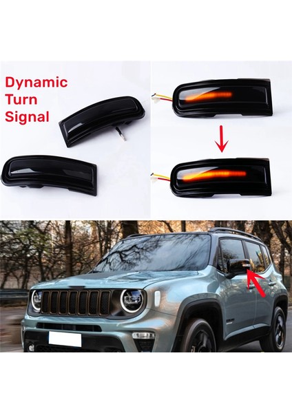 Araba Dinamik Dönüş Sinyal Işığı LED Yan Ayna Göstergesi Flaşör Lambası Jeep Renegad 2015 2022 Için (Yurt Dışından)