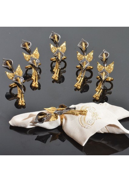 Gala 6'lı Çiftli Peçetelik Altın