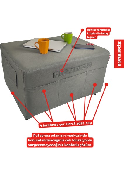 Ultra Kalın Katlanır Sünger Yatak, Yer Yatağı, Katlanır Yer Minderi, Katlanır Yatak, Misafir Yatağı 80x180x14, Gri Puantiyeli