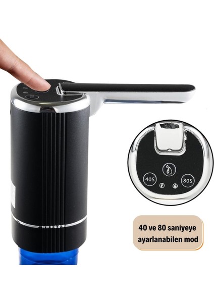 Buffer® 40 ve 80 Saniyeye Ayarlanabilir Katlanır Otomatik Damacana Pompası Siyah fırsatları