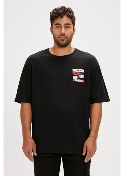 Gain Siyah Baskılı Erkek Tişört