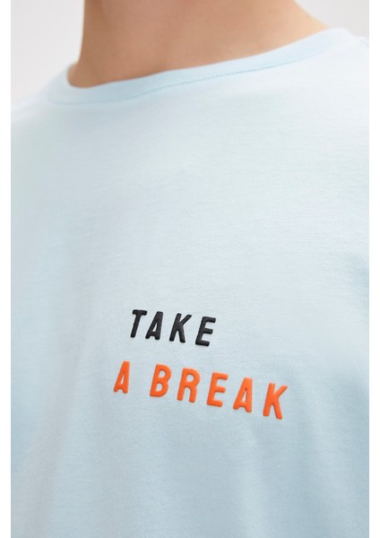 Sand Sky Blue Baskılı Oversize Erkek Tişört