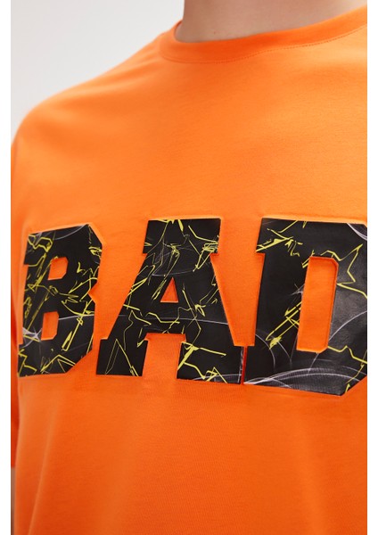 Levin Turuncu Baskılı Oversize Erkek Tişört modelleri