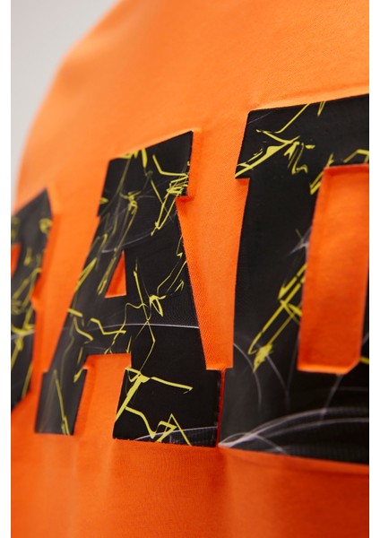 Levin Turuncu Baskılı Oversize Erkek Tişört indirimleri