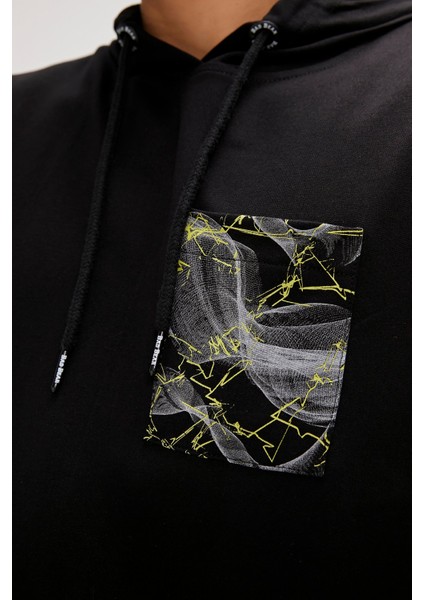 Bolt Siyah Erkek Hoodie Sweatshirt