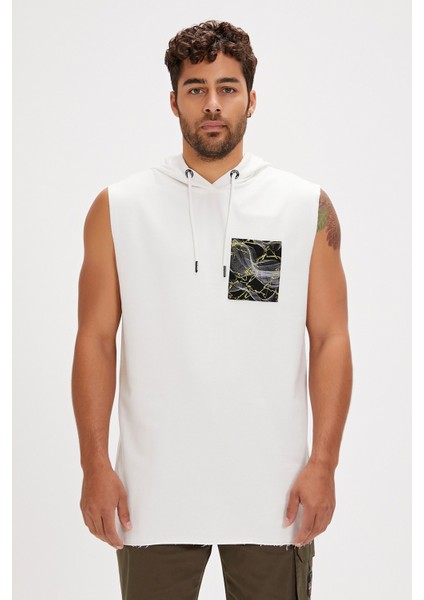 Bolt Beyaz Erkek Hoodie Sweatshirt