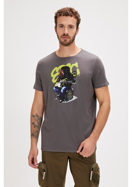 Epic Bear Asfalt Baskılı Erkek Tişört