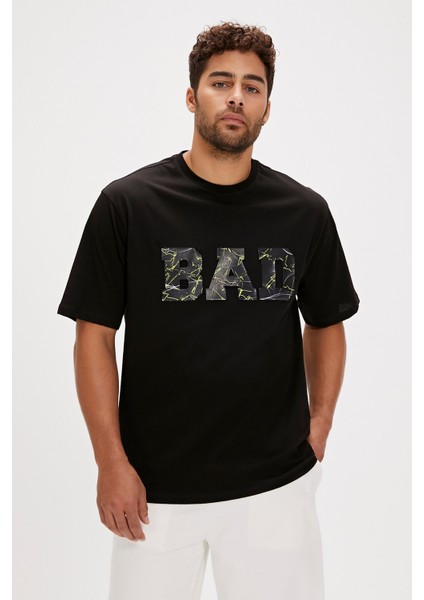 Bad Bear Levin Siyah Baskılı Oversize Erkek Tişört