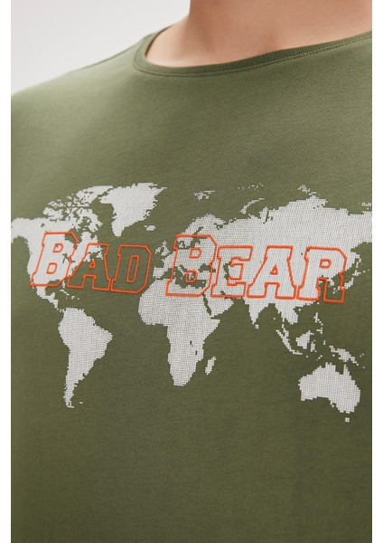 Bad Bear Globe Soluk Yeşil Baskılı Erkek Tişört