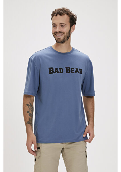 Bad Bear Title Element Mavi Logo Baskılı Basic Erkek Tişört