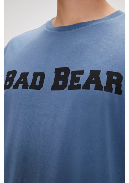 Bad Bear Title Element Mavi Logo Baskılı Basic Erkek Tişört