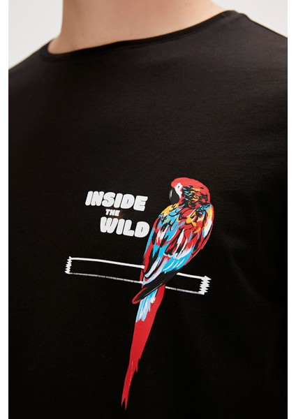 Macaw Siyah Baskılı Erkek Tişört modelleri
