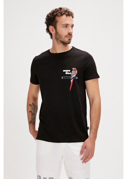 Macaw Siyah Baskılı Erkek Tişört indirimleri