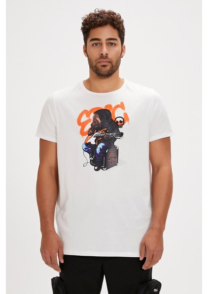 Epic Bear Beyaz Baskılı Erkek Tişört fırsatları