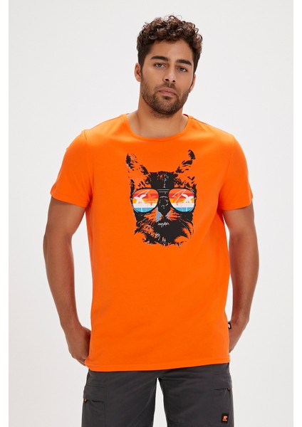 Manx Turuncu Baskılı Erkek Tişört fiyatları