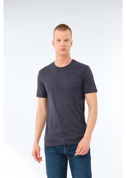 Erkek Günlük Pamuk Sıfır Yaka Kısa Kollu Renkli Tişört - 421