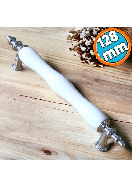 Porselen Beyaz Krom 128 mm Kulplar Mobilya Mutfak Dolabı Çekmece Dolap Kapak Kulpu Kulbu