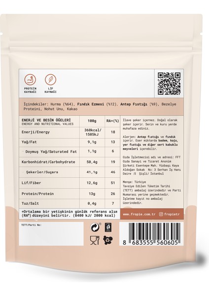 mini Vegan Proteinli meyve Topları - Antep Fıstığı Kaplı & Fındık Ezmeli 32 gr x 4 Adet fiyatları