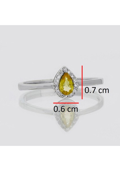 Sarı Safir Damla Anturaj Tektaş Yüzük