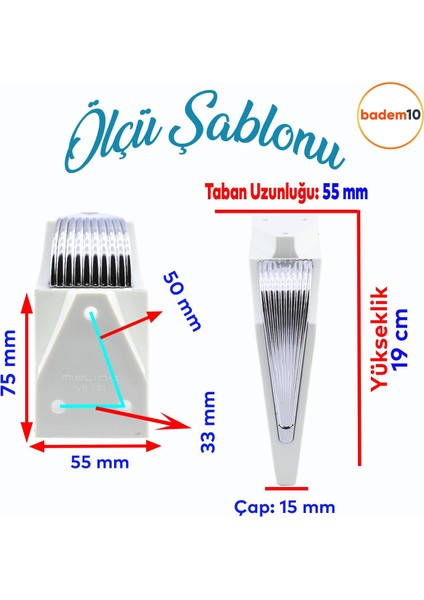 Salkım Mobilya Oturma Grubu Kanepe Sehpa Tv Ünitesi Koltuk Ayağı Baza Ayakları Beyaz Krom 19 cm fiyatları