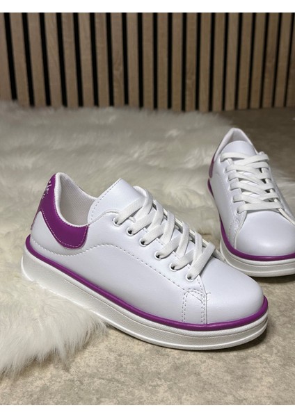 Günlük Kadın Sneaker Spor Ayakkabı Bağcıklı Rahat Hafif Kalın Tabanlı 525G