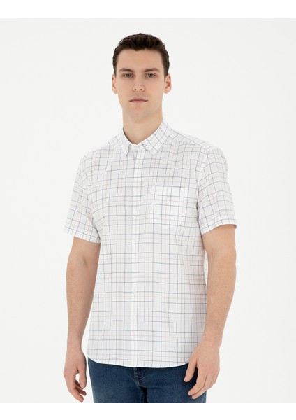 Erkek Lacivert Regular Fit Kısa Kollu Gömlek 50288739-VR033