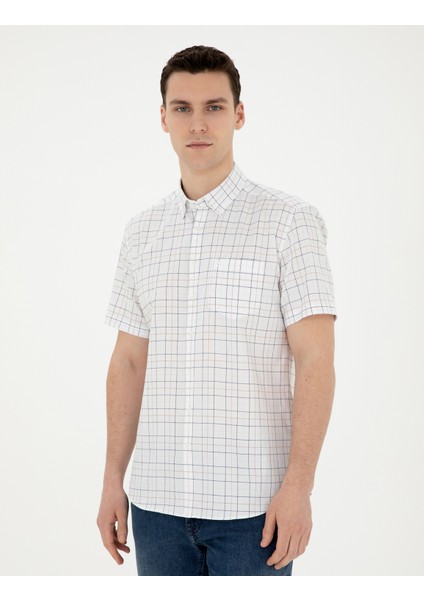 Erkek Lacivert Regular Fit Kısa Kollu Gömlek 50288739-VR033 modelleri