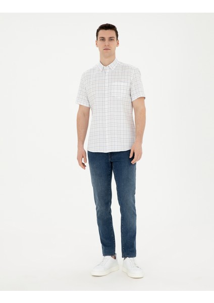 Erkek Lacivert Regular Fit Kısa Kollu Gömlek 50288739-VR033 fırsatları