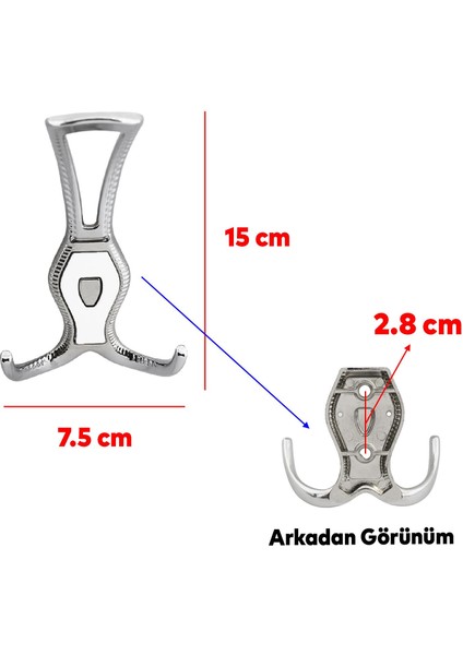 Galata Askı Portmanto Metal Vestiyer Duvar Dolap Elbise Askısı Krom Beyaz Mobilya Askılığı Aparat