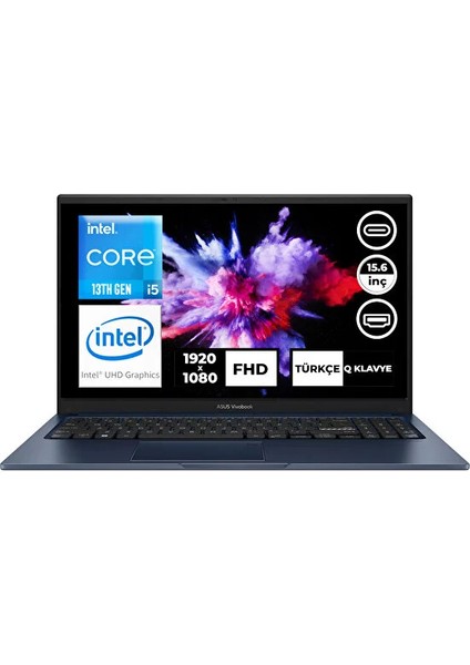 X1504VA Intel Core I5 1335U 24GB Ram 512GB SSD Windows 11 Home 15,6" Fhd Taşınabilir Bilgisayar X1504VA-W18