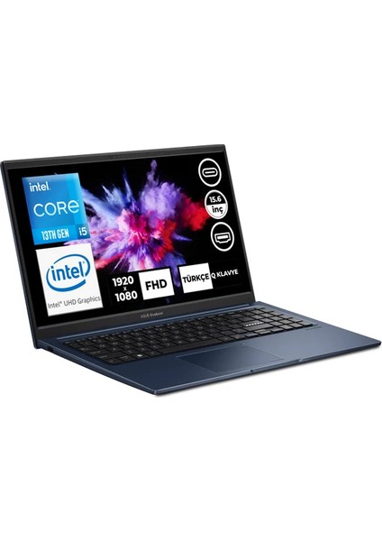 X1504VA Intel Core I5 1335U 24GB Ram 512GB SSD Windows 11 Home 15,6" Fhd Taşınabilir Bilgisayar X1504VA-W18