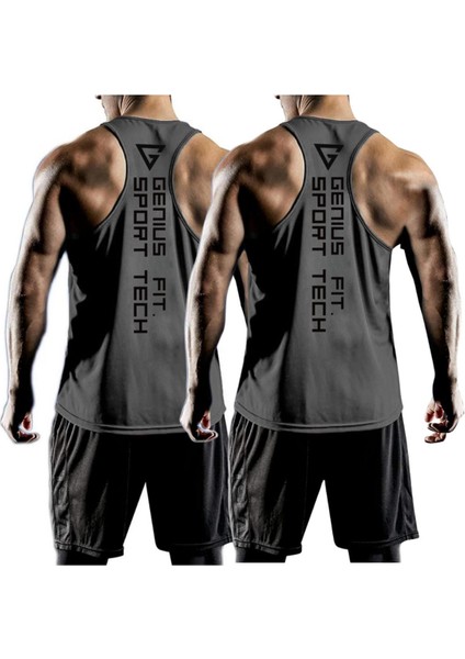 2'li Paket Erkek Dry Fit Y-Back Gym Fitness Sporcu Atleti