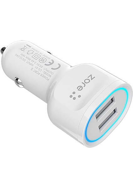 Cc-01 Hızlı Şarj Özellikli LED Işıklı Dual USB Araç Şarj Başlığı 18W