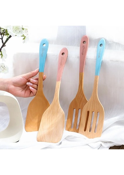 Mavi 2 Tarzı Yapışmaz Tava Için Mutfak Aleti Ahşap Turner Ahşap Spatula Tahta Kürek Mutfak Aleti Tencere Kaşık Sofra Takımı (Yurt Dışından)