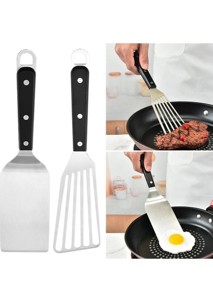 Bir Stil Kızartma Pişirme Tencere Gereçleri Için Esnek Saplı Mutfak Kaymaz Paslanmaz Çelik Oluklu Spatula Kürek (Yurt Dışından) fiyatları