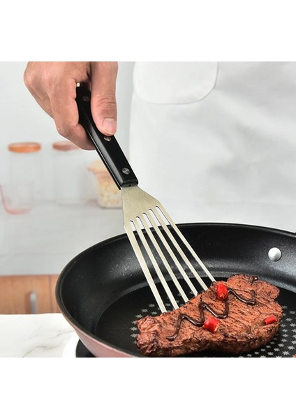 Bir Stil Kızartma Pişirme Tencere Gereçleri Için Esnek Saplı Mutfak Kaymaz Paslanmaz Çelik Oluklu Spatula Kürek (Yurt Dışından) modelleri