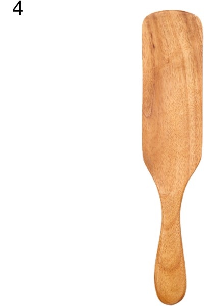 No.4 Tarzı Uzun Saplı Yapışkan Olmayan Tahta Kürek Spatula Oluklu Turner Pişirme Gereçleri Yapışmaz Tencere Mutfak Pişirme Araçları (Yurt Dışından)
