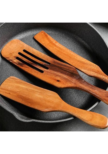 No.4 Tarzı Uzun Saplı Yapışkan Olmayan Tahta Kürek Spatula Oluklu Turner Pişirme Gereçleri Yapışmaz Tencere Mutfak Pişirme Araçları (Yurt Dışından)