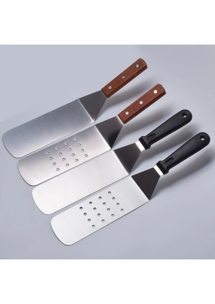 No.4 Tarzı 1 Adet Paslanmaz Çelik Izgara Spatula Biftek Kürek Ahşap Saplı Kalbur Spatula Biftek Kızartma Kürek Pişirme Aracı Mutfak Aksesuarları (Yurt Dışından)