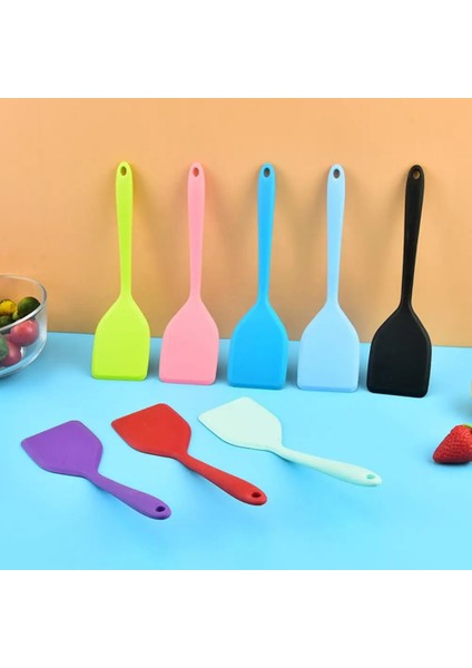 Mavi Stil Kullanışlı Wok Kürek Korozyon Önleyici Düz Renk Ev Tipi Pratik Bpa Içermeyen Mini Spatula Yemek Kaşığı (Yurt Dışından)