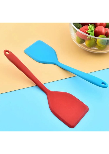 Mavi Stil Kullanışlı Wok Kürek Korozyon Önleyici Düz Renk Ev Tipi Pratik Bpa Içermeyen Mini Spatula Yemek Kaşığı (Yurt Dışından)