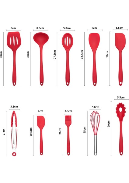 Kırmızı Çorba Kaşığı Tarzı Silikon Mutfak Gereçleri Pişirme Gereçleri Yapışmaz Spatula Kürek Çorba Kaşığı Çırpma Makarna Kevgir Isıya Dayanıklı Pişirme Araçları (Yurt Dışından) fırsatları