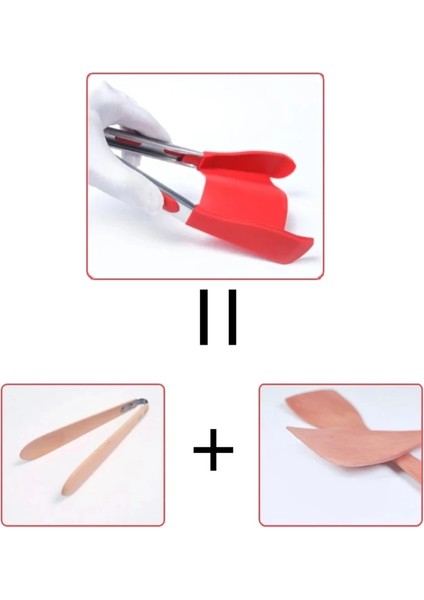 Kırmızı Stil Akıllı Mutfak Maşası Spatula ve Maşa Yapışmaz Isıya Dayanıklı Paslanmaz Çelik Çerçeve Gadget Silikon Maşa Mutfak Aletleri (Yurt Dışından)