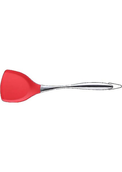 Kırmızı Stil Luda Yapışmaz Silikon Pişirme Spatula Paslanmaz Çelik Saplı Wok Kürek Esnek Silikon Gözleme Mutfak Pişirme (Yurt Dışından)