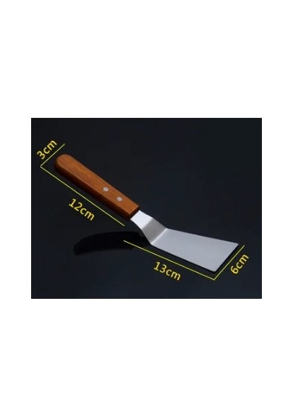 No.22 Tarzı Paslanmaz Çelik Kızarmış Kürek Spatula Biftek Pizza Kavrama Kesiciler Maça Pasta Pişirme Araçları Ahşap Saplı Mutfak Spatula (Yurt Dışından)