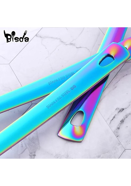 Mor Tarzı 1 Adet Paslanmaz Çelik Mutfak Aksesuarları Altın Pişirme Aracı Uzun Servis Setleri Kaşık Çatal Turner Pota Gökkuşağı Spatulalar Skimmer (Yurt Dışından) fırsatları