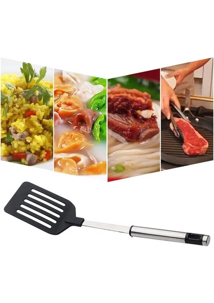 Siyah Gümüş Tarzı Silikon Pişirme Spatula Oluklu Turner Yapışmaz Isıya Dayanıklı Mutfak Gereçleri Ev Kepçe Spatula Çok Fonksiyonlu Pişirme (Yurt Dışından) modelleri